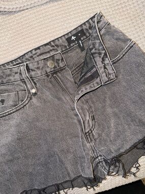 Thrills Thelma Washed Black Cut Denim Shorts